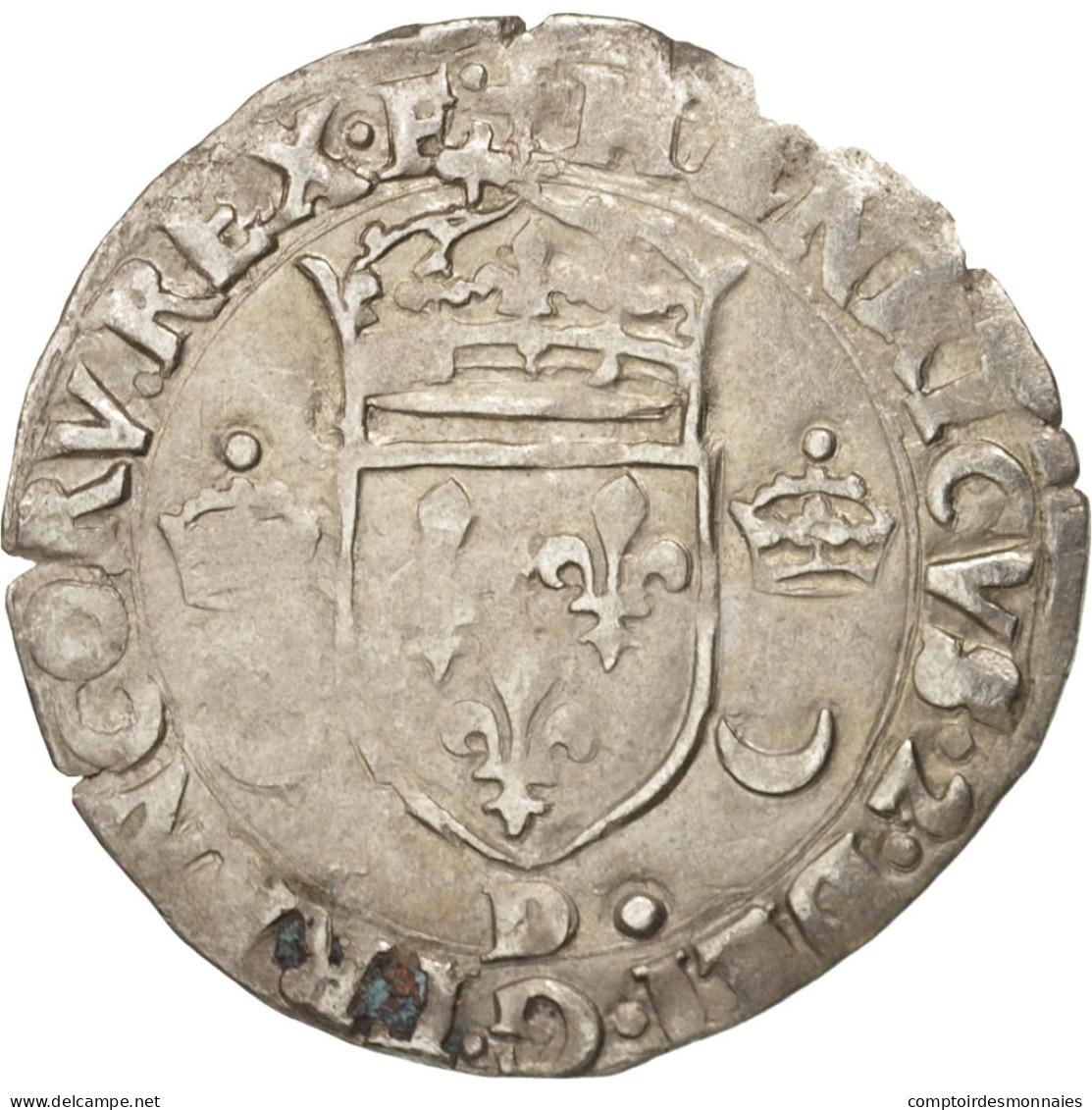 Monnaie, France, Douzain Aux Croissants, 1550, Lyon, TB+, Billon, Duplessy:997 - 1547-1559 Henry II