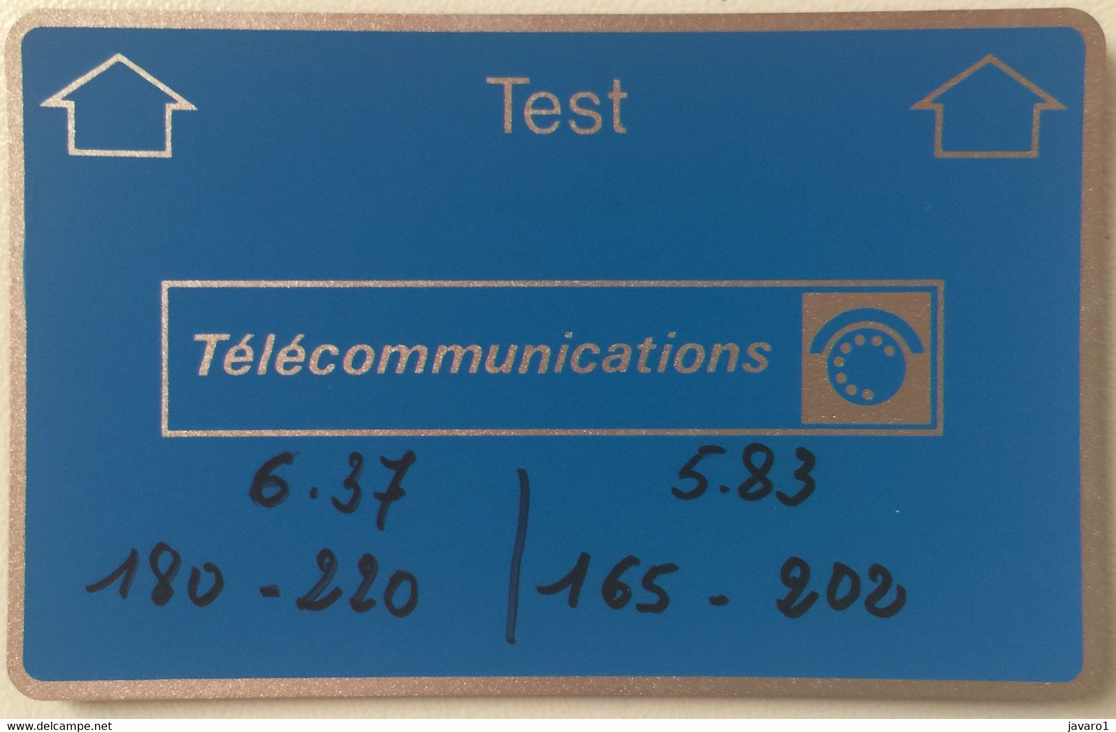 FRANCE : A21 TEST Chiffres Inscrites Noir 6.37-5.83 MINT - Schede Telefoniche Olografiche