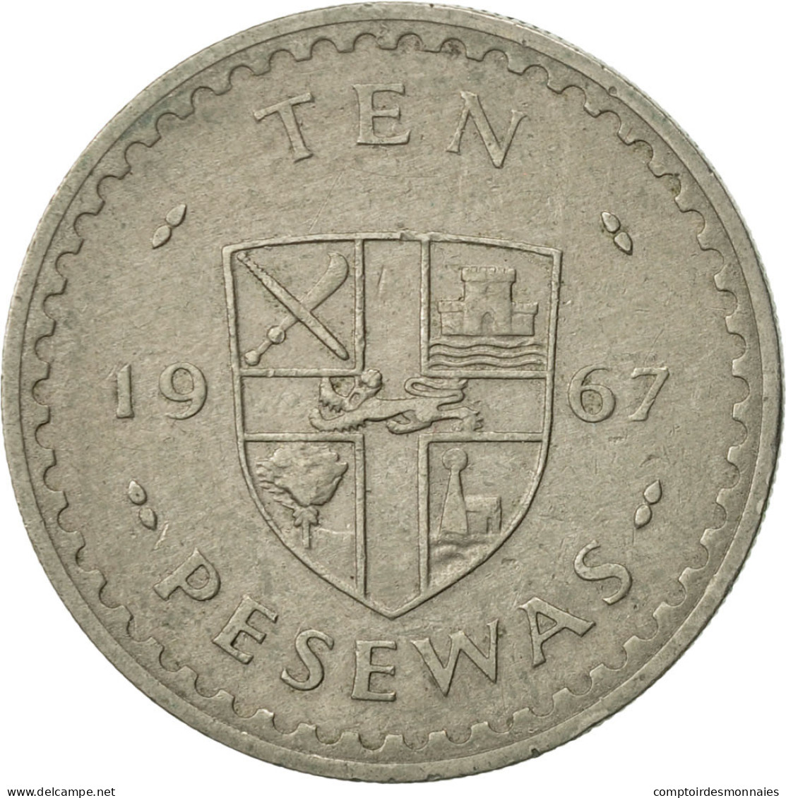Monnaie, Ghana, 10 Pesewas, 1967, TTB, Copper-nickel, KM:16 - Ghana