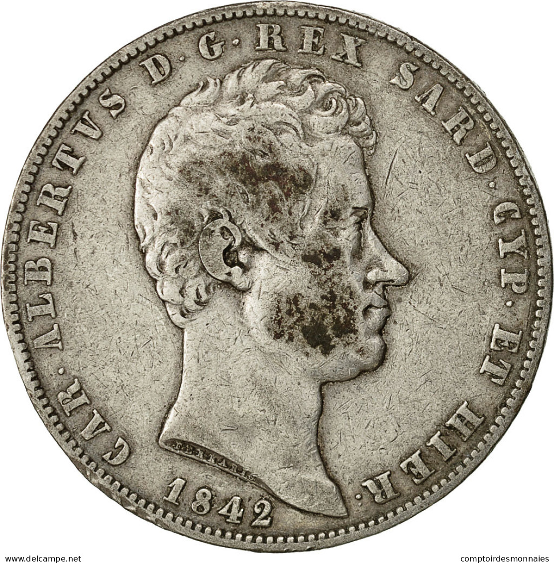 Monnaie, États Italiens, SARDINIA, Carlo Alberto, 5 Lire, 1842, Torino, TB+ - Italian Piedmont-Sardinia-Savoie