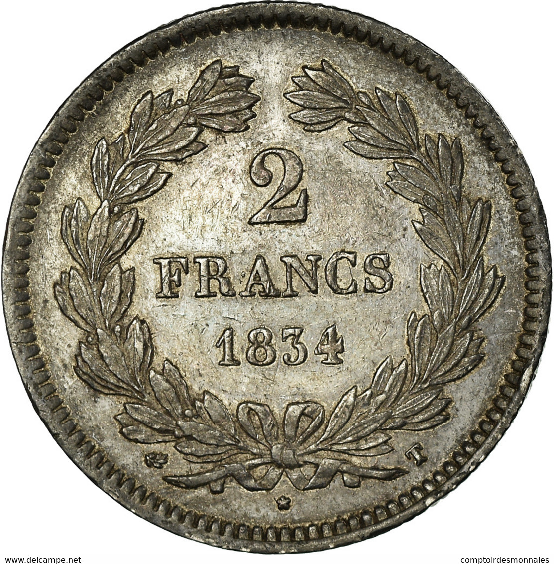 Monnaie, France, Louis-Philippe, 2 Francs, 1834, Nantes, TTB+, Argent, KM:743.12 - 2 Francs