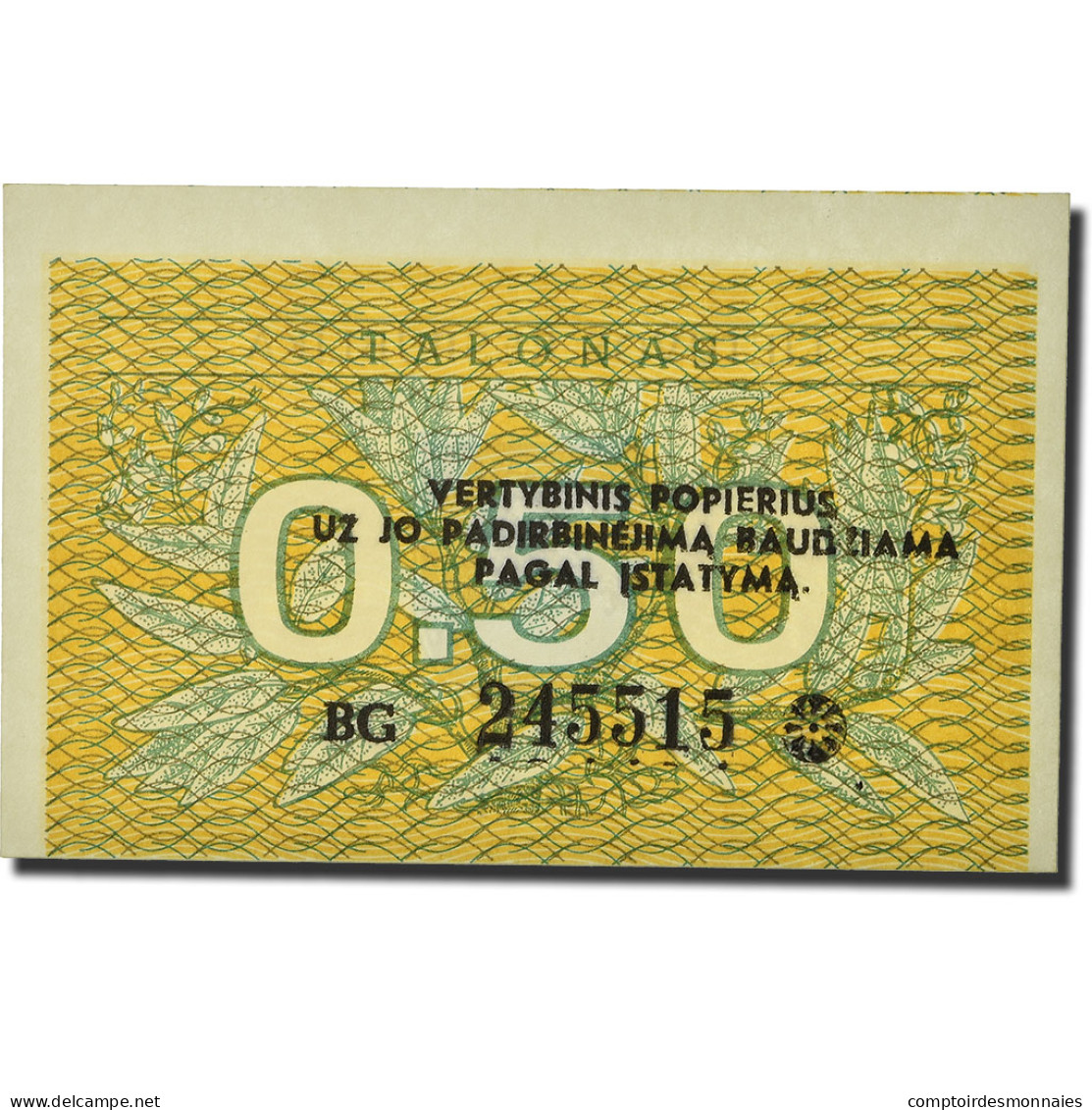 Billet, Lithuania, 0.50 Talonas, 1991, KM:31b, NEUF - Letland