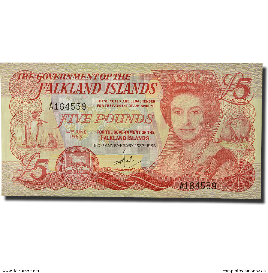 Billet, Falkland Islands, 5 Pounds, 1983, KM:12a, NEUF - Islas Malvinas