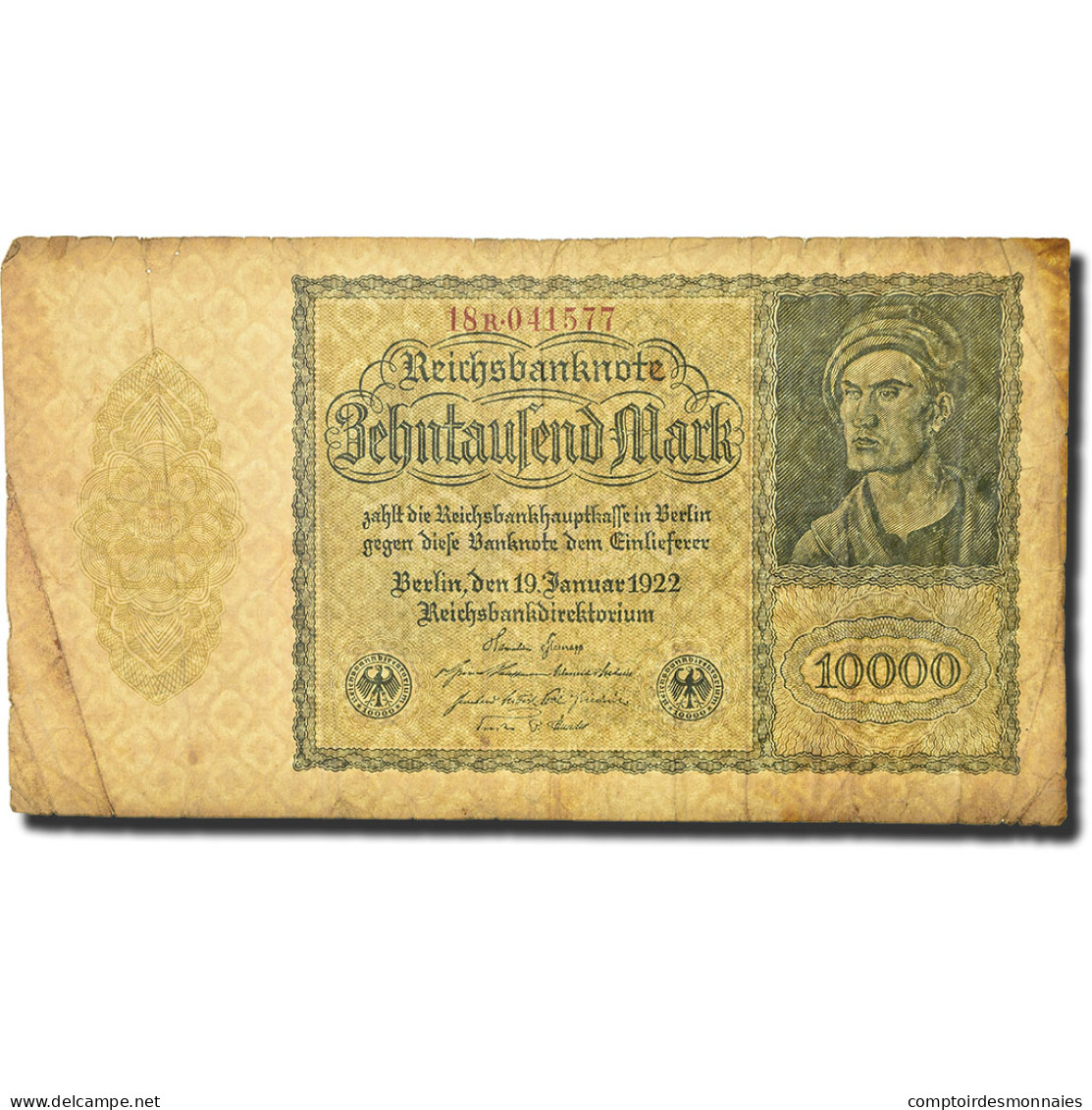 Billet, Allemagne, 10,000 Mark, 1922, 1922-01-19, KM:70, B - 10.000 Mark