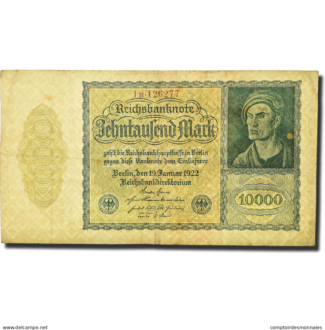 Billet, Allemagne, 10,000 Mark, 1922, 1922-01-19, KM:71, B - 10000 Mark