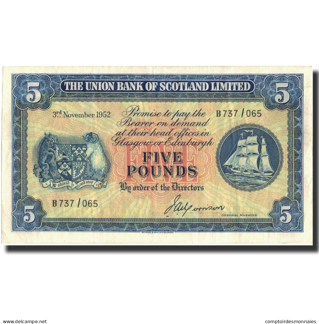 Billet, Scotland, 5 Pounds, 1952, 1952-11-03, KM:S817a, SUP - 5 Pond