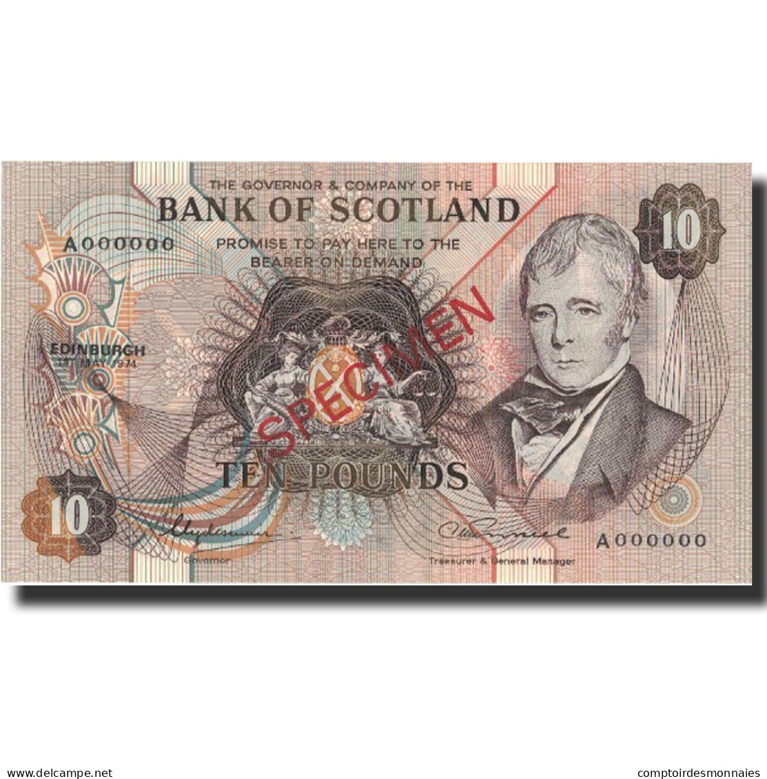 Billet, Scotland, 10 Pounds, 1974, 1974-05-01, Specimen, KM:1135, SPL - [ 8] Fakes & Specimens