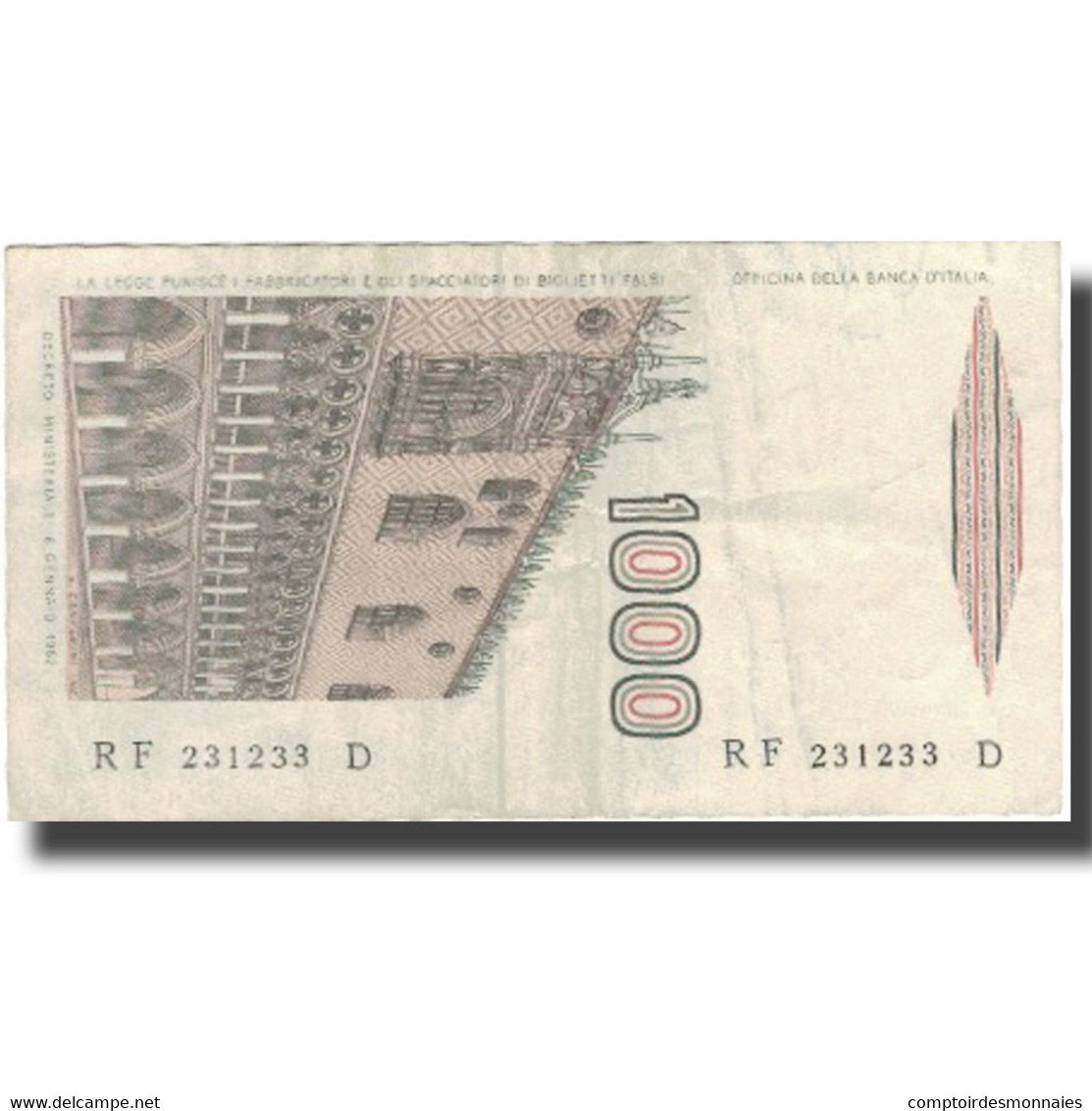 Billet, Italie, 1000 Lire, Undated (1982), KM:109b, TTB+ - 1000 Lire