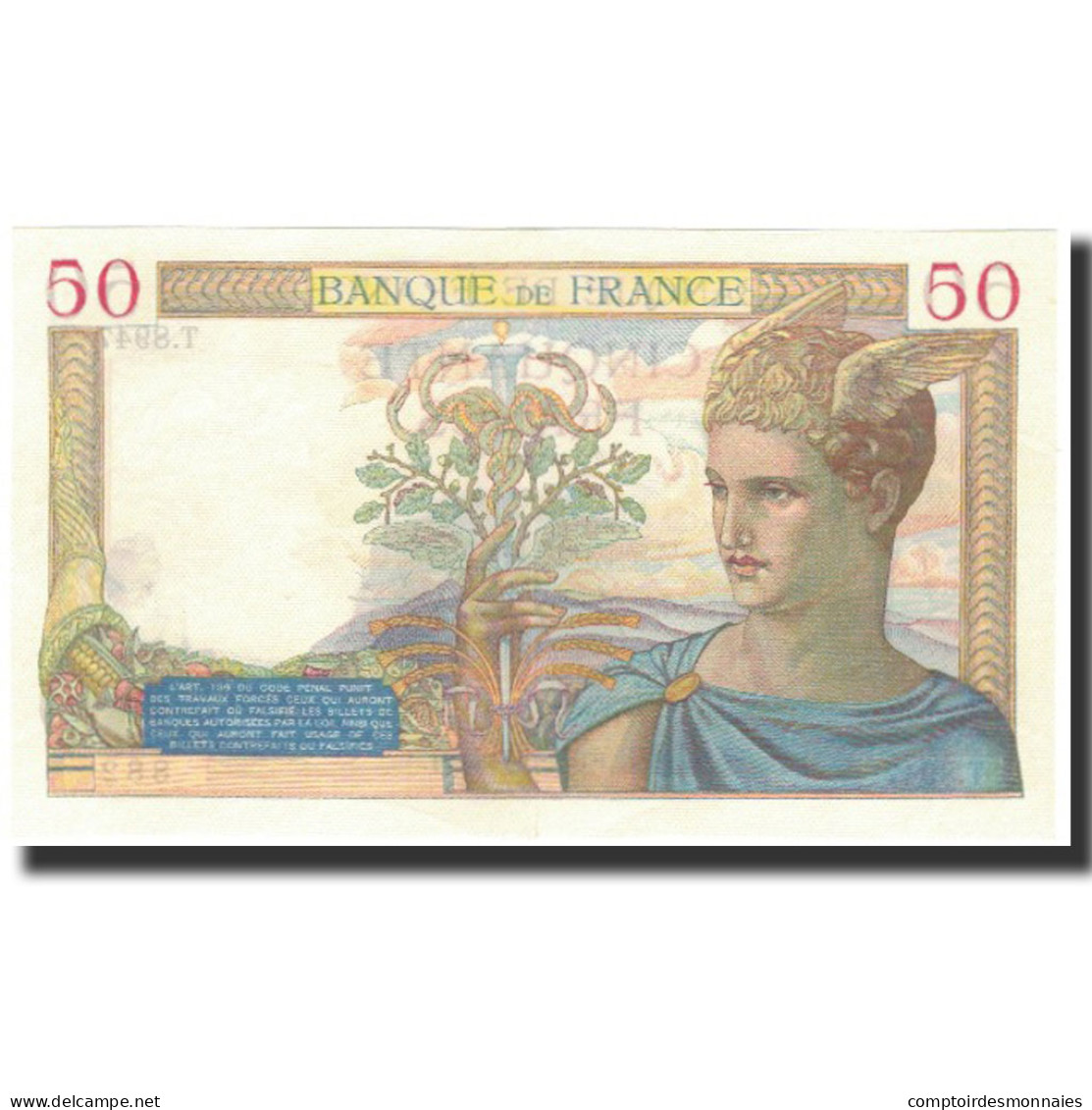 France, 50 Francs, 50 F 1934-1940 ''Cérès'', 1938-10-27, SPL, Fayette:18.17 - 50 F 1934-1940 ''Cérès''