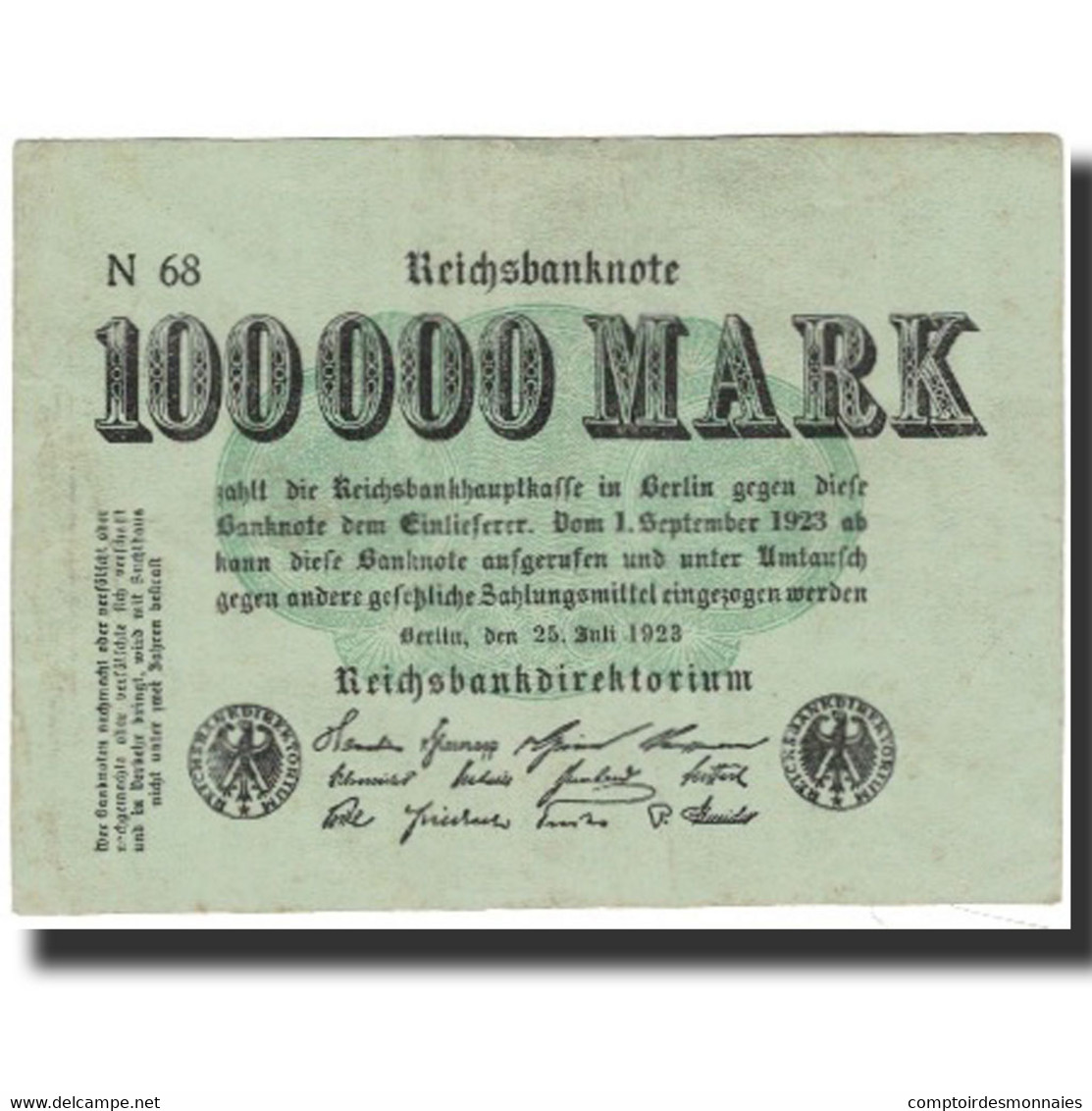 Billet, Allemagne, 100,000 Mark, 1923-07-25, KM:91a, TTB+ - 100000 Mark