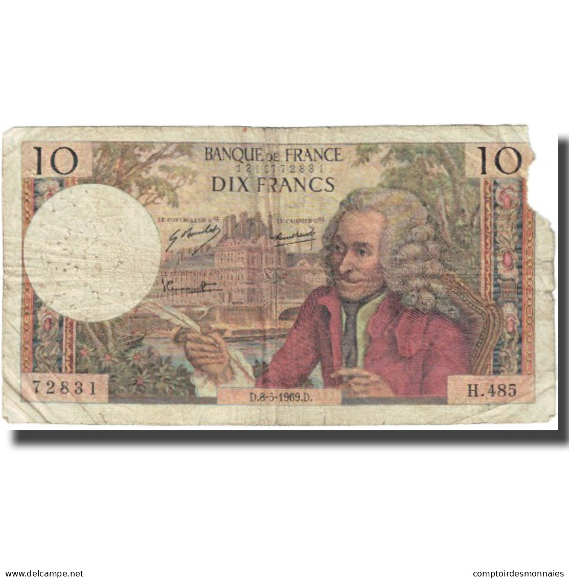 France, 10 Francs, 1969, 1969-05-08, TB, KM:147c - 10 F 1963-1973 ''Voltaire''
