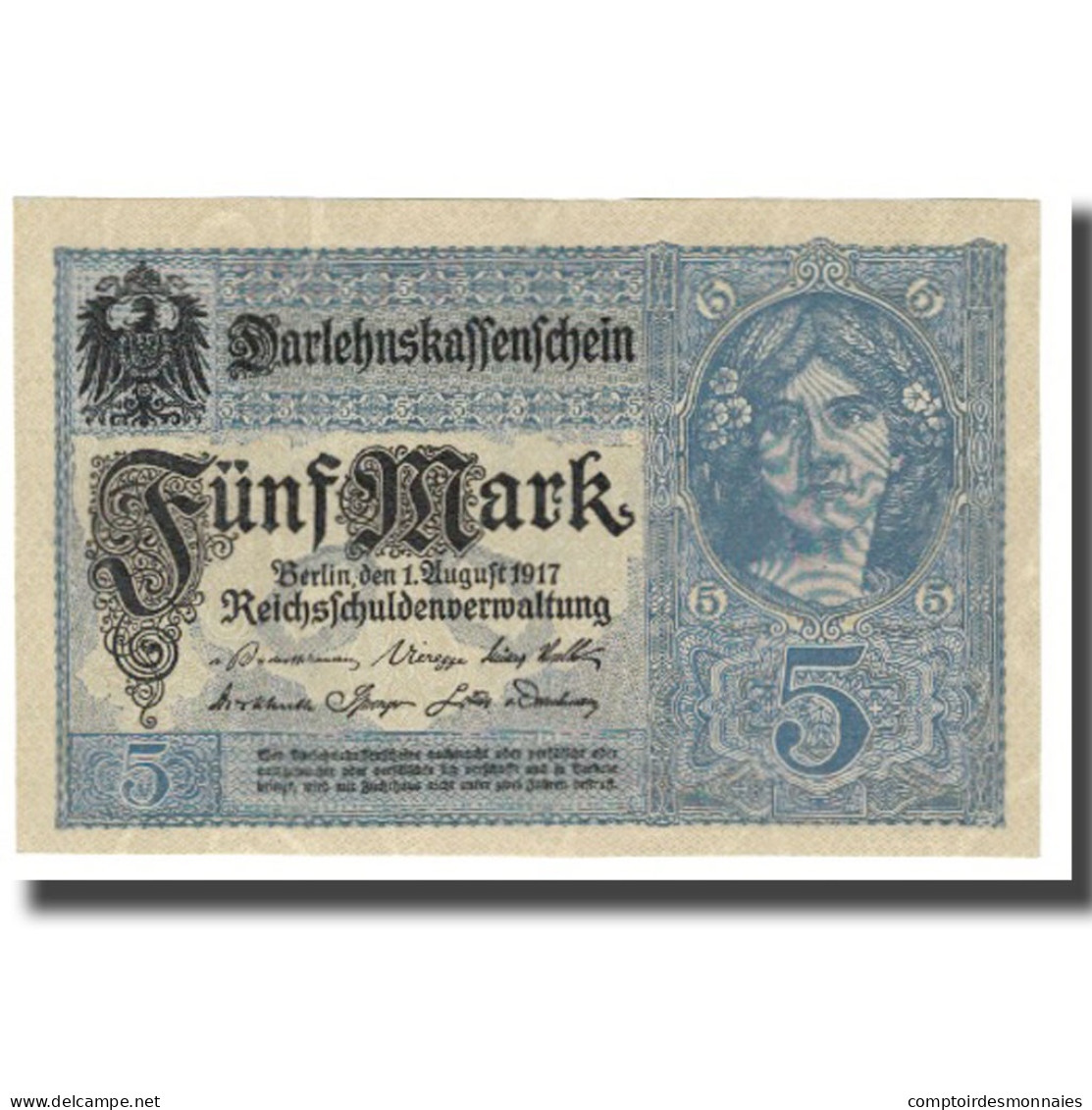 Billet, Allemagne, 5 Mark, 1917, 1917-08-01, KM:56a, SPL - 5 Mark