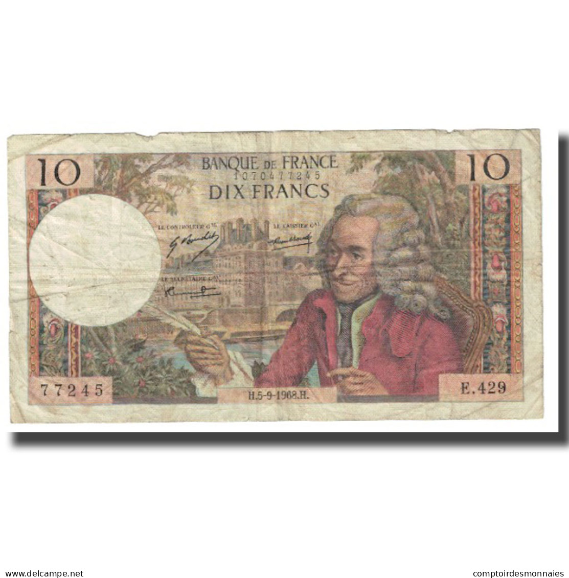 France, 10 Francs, Voltaire, 1968, R.Tondu-G.Bouchet-H.Morant, 1968-09-05, TB - 10 F 1963-1973 ''Voltaire''