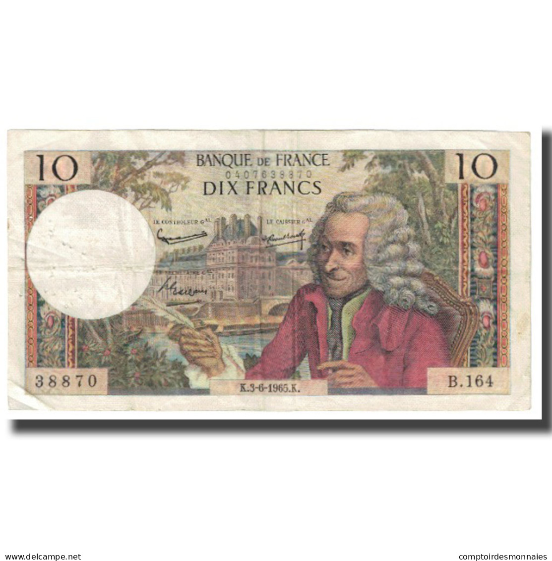 France, 10 Francs, Voltaire, 1965, G.Gouin D'Ambrières-P.Gargam-R.Tondu - 10 F 1963-1973 ''Voltaire''