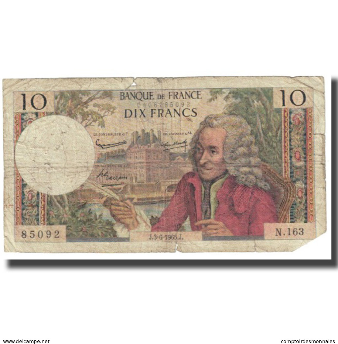 France, 10 Francs, Voltaire, 1965, G.Gouin D'Ambrières-P.Gargam-R.Tondu - 10 F 1963-1973 ''Voltaire''