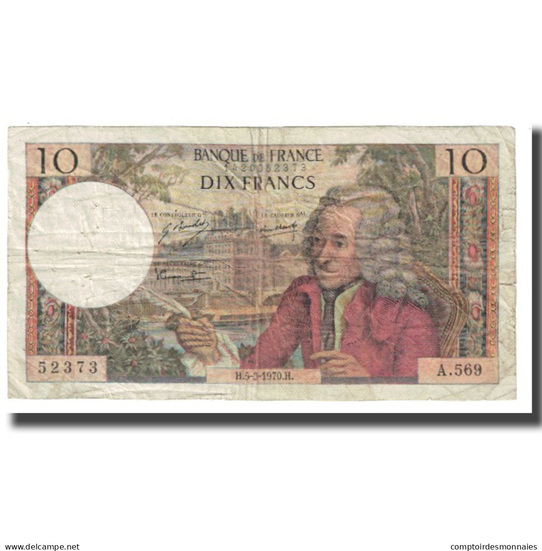 France, 10 Francs, Voltaire, 1970, R.Tondu-G.Bouchet-H.Morant, 1970-03-05, TB - 10 F 1963-1973 ''Voltaire''