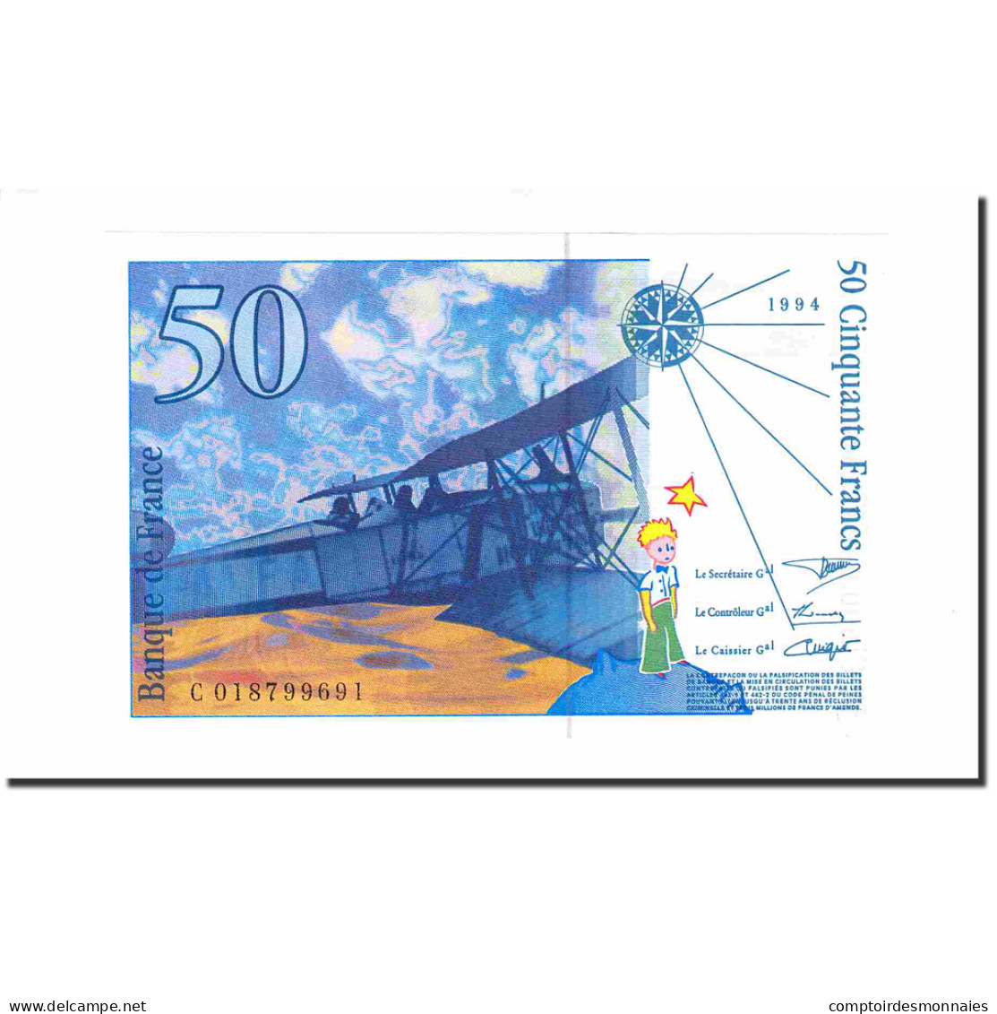 France, 50 Francs, St Exupéry, 1994, NEUF, Fayette:73.1c, KM:157Ab - 50 F 1992-1999 ''St Exupéry''