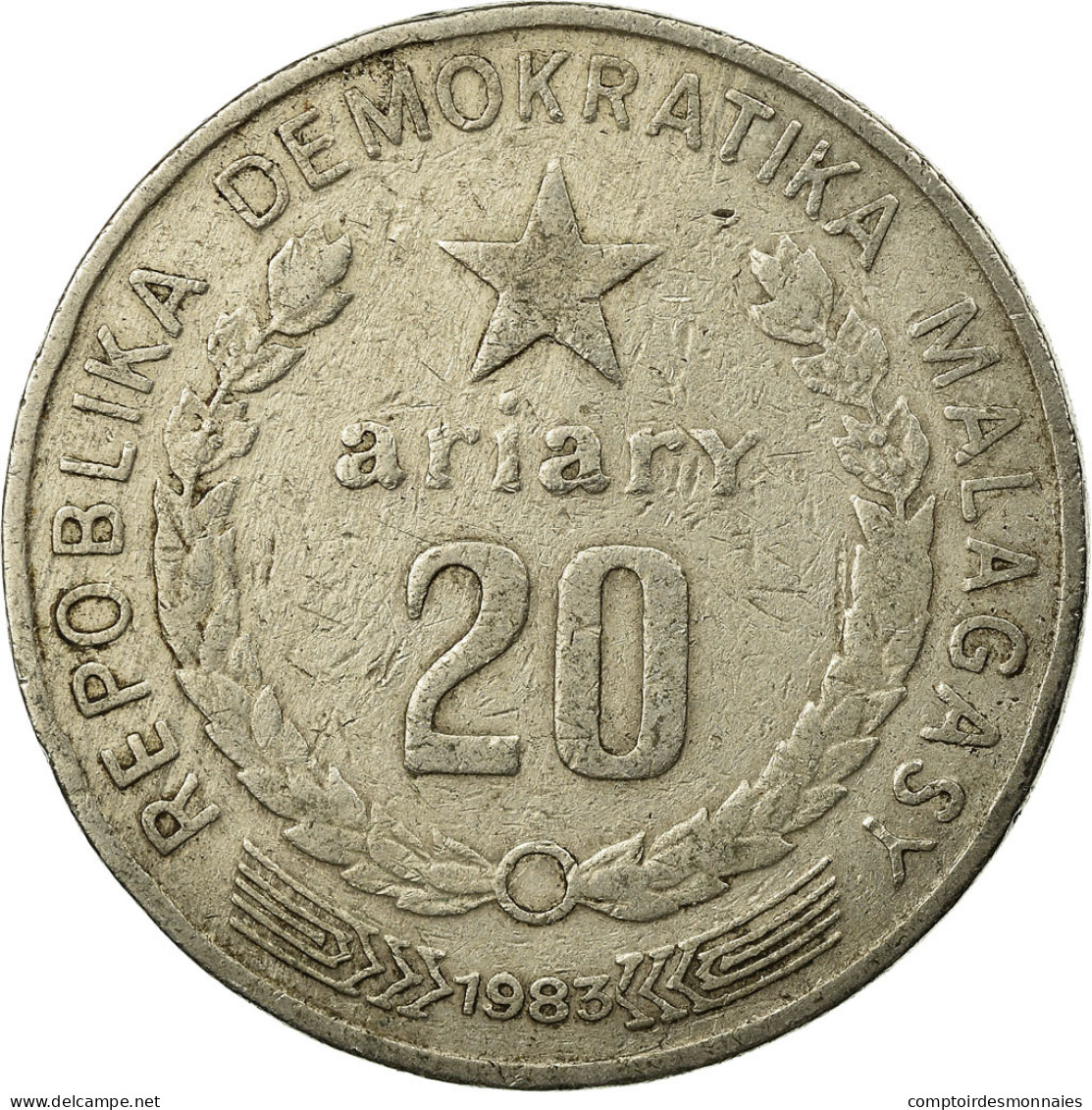 Monnaie, Madagascar, 20 Ariary, 1983, Paris, TB+, Copper-nickel, KM:14b - Madagascar