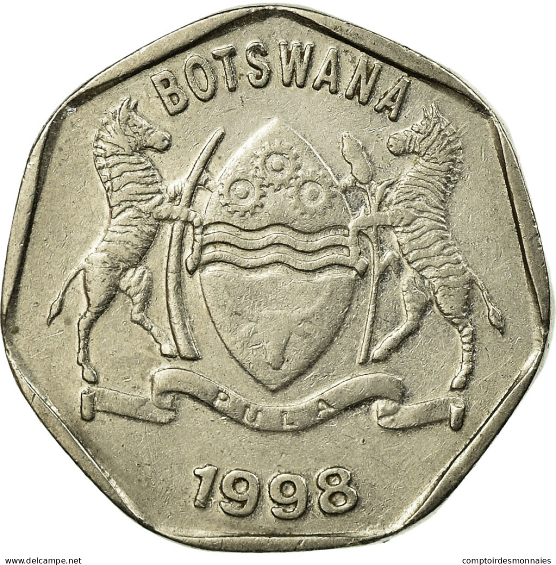 Monnaie, Botswana, 25 Thebe, 1998, British Royal Mint, TTB, Nickel Plated Steel - Botswana