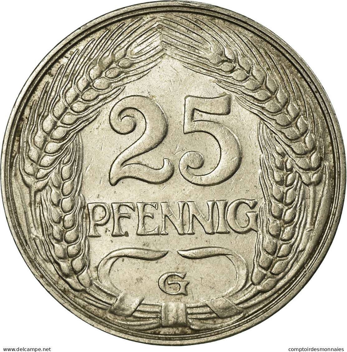 Monnaie, GERMANY - EMPIRE, Wilhelm II, 25 Pfennig, 1909, Karlsruhe, TTB+ - 25 Pfennig