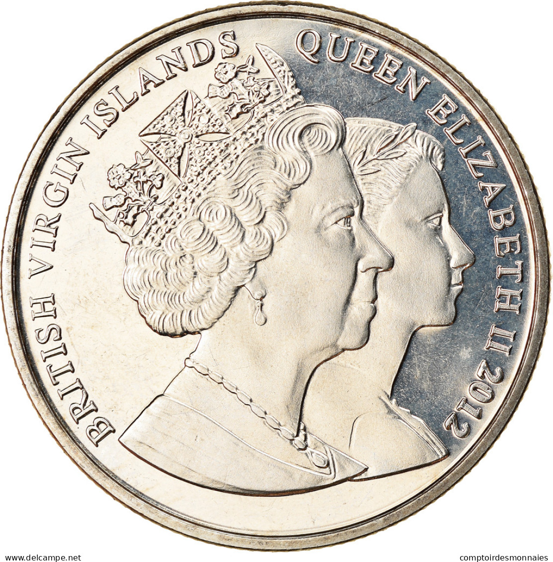 Monnaie, BRITISH VIRGIN ISLANDS, Dollar, 2012, Franklin Mint, Reine Elizabeth à - Islas Vírgenes Británicas