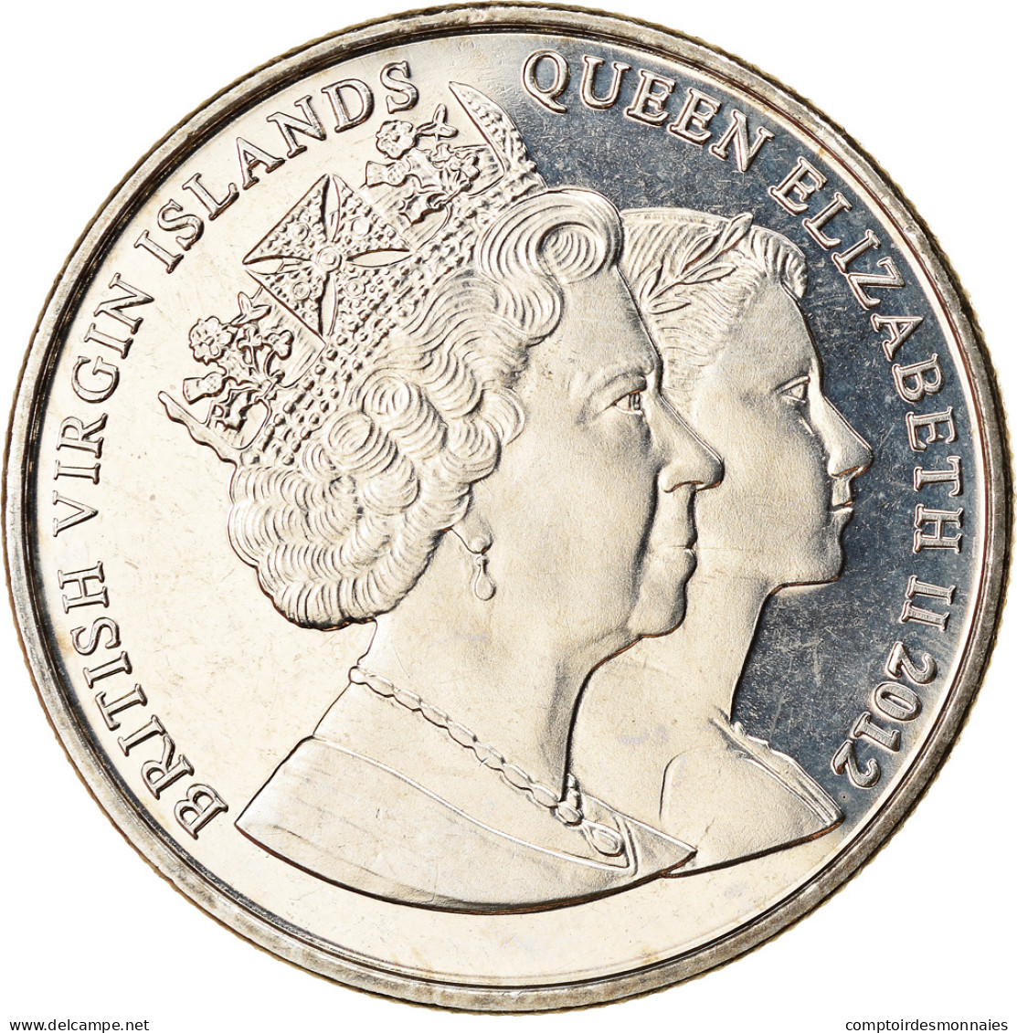 Monnaie, BRITISH VIRGIN ISLANDS, Dollar, 2012, Franklin Mint, Reine Elizabeth à - Britse Maagdeneilanden