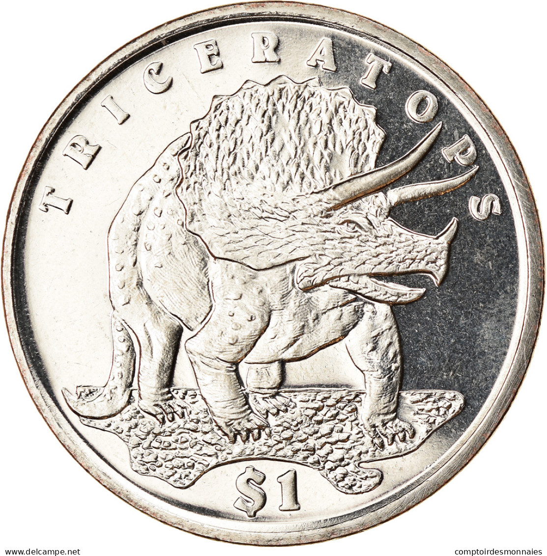 Monnaie, Sierra Leone, Dollar, 2006, Pobjoy Mint, Dinosaures - Tricératops - Sierra Leona