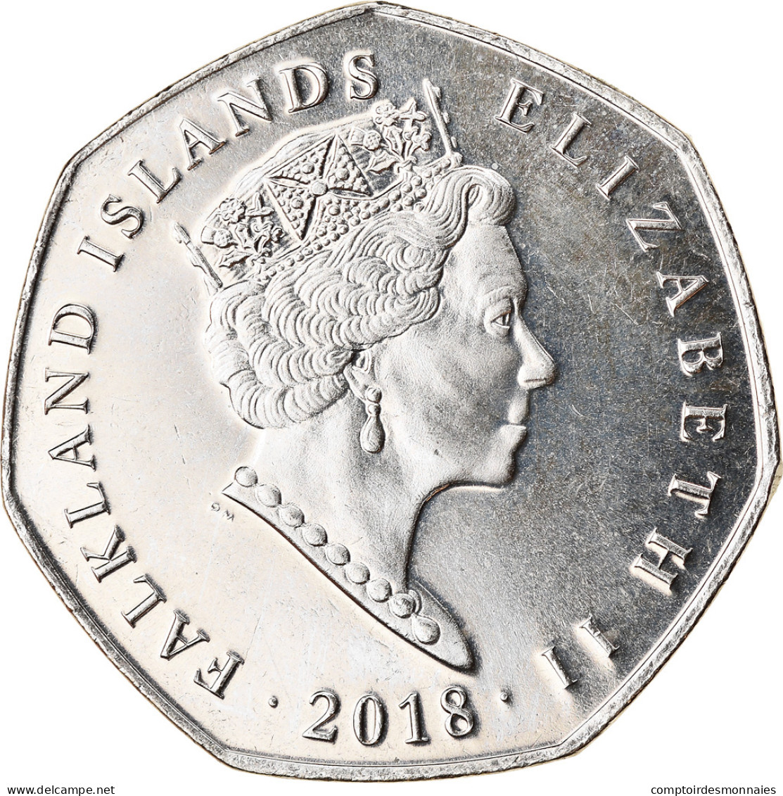 Monnaie, Falkland Islands, 50 Pence, 2018, Pingouins - Manchot De Magellan, FDC - Falklandeilanden