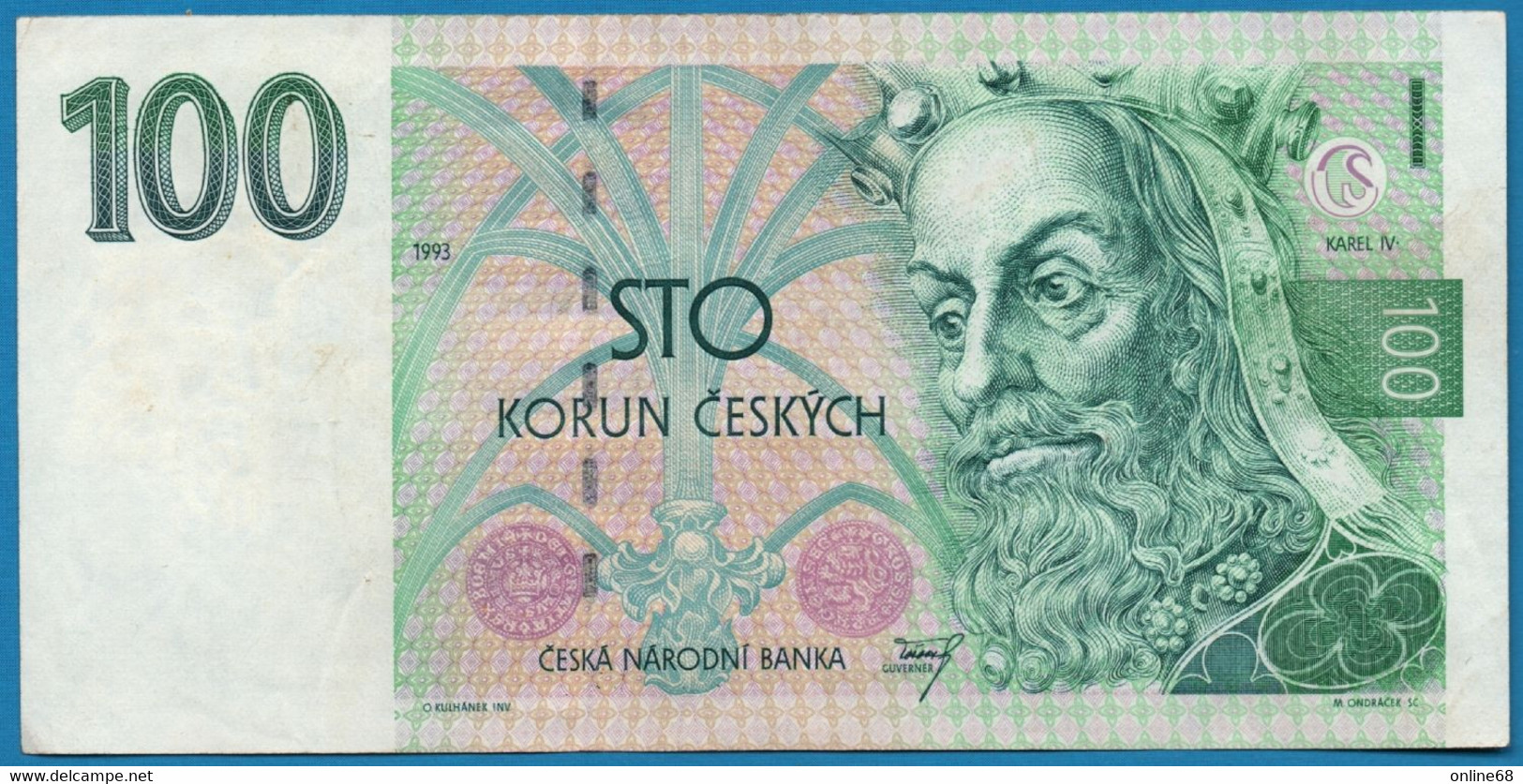 CZECHIA 100 Korun Českých 1993 # A45 428498 P# 5 Karel IV ČESKÁ REPUBLIKA - República Checa