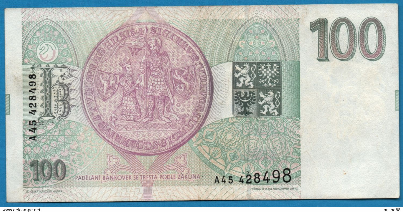 CZECHIA 100 Korun Českých 1993 # A45 428498 P# 5 Karel IV ČESKÁ REPUBLIKA - República Checa