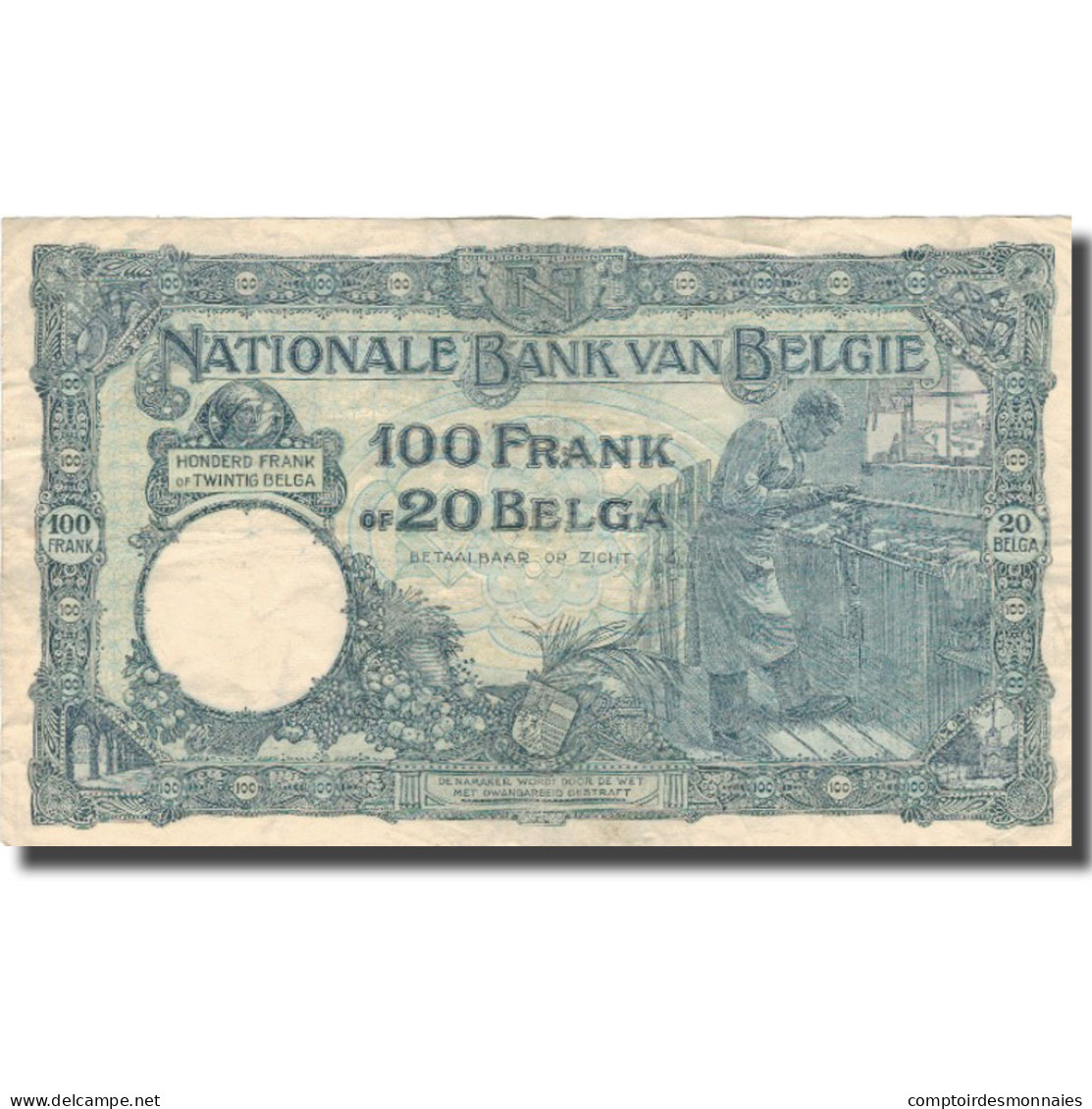 Billet, Belgique, 100 Francs-20 Belgas, 1929, 1929-04-15, KM:102, TTB - 100 Francos & 100 Francos-20 Belgas