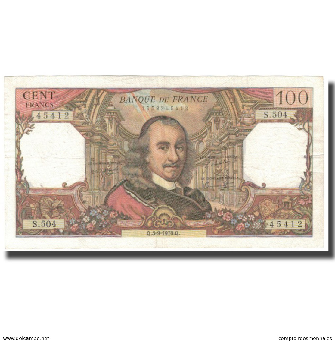 France, 100 Francs, Corneille, 1970, 1970-09-03, SPL, Fayette:65.32, KM:149c - 100 F 1964-1979 ''Corneille''