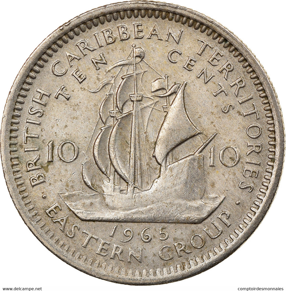 Monnaie, Etats Des Caraibes Orientales, Elizabeth II, 10 Cents, 1965, TTB - Caraïbes Orientales (Etats Des)