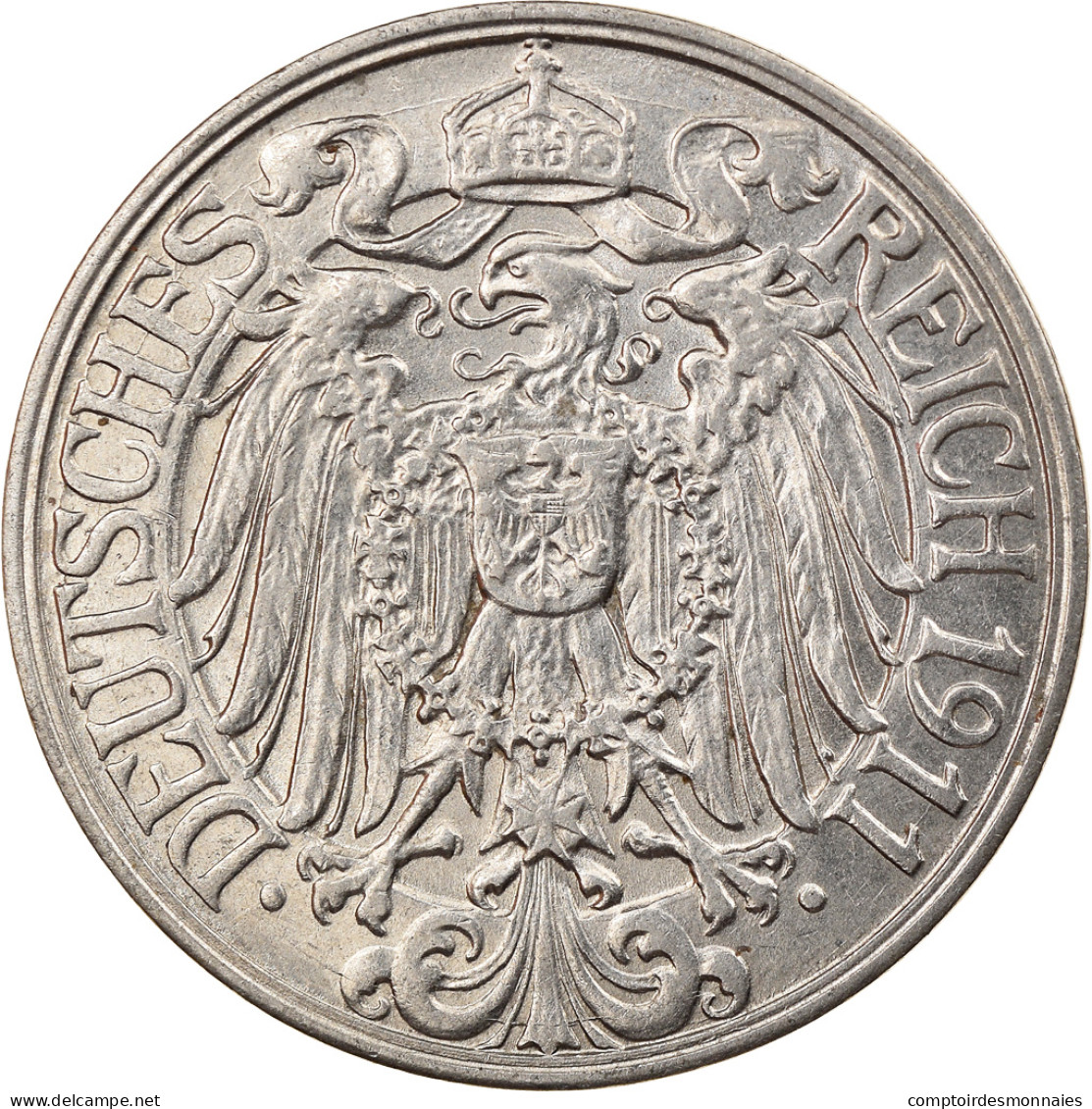 Monnaie, GERMANY - EMPIRE, Wilhelm II, 25 Pfennig, 1911, Berlin, TTB, Nickel - 25 Pfennig