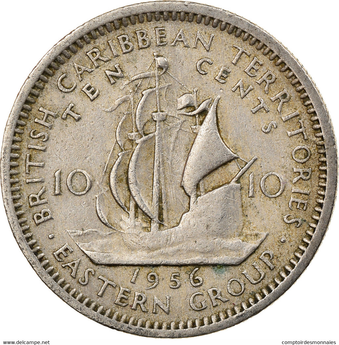 Monnaie, Etats Des Caraibes Orientales, Elizabeth II, 10 Cents, 1956, TTB - Caraïbes Orientales (Etats Des)