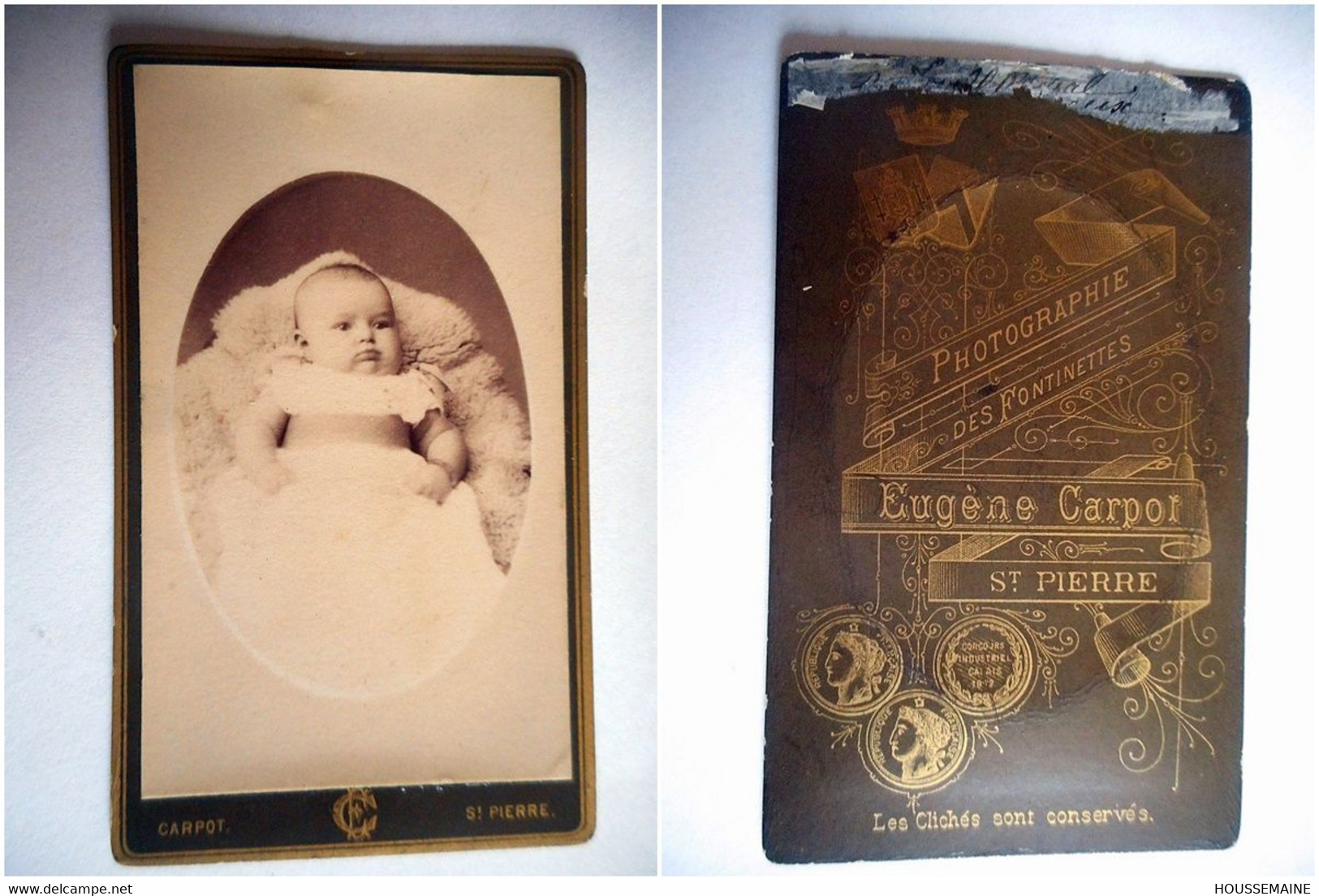 PHOTO CDV 19 EME ENFANT BEBE   Cabinet EUGENE CARPOT A ST PIERRE LES CALAIS - Old (before 1900)
