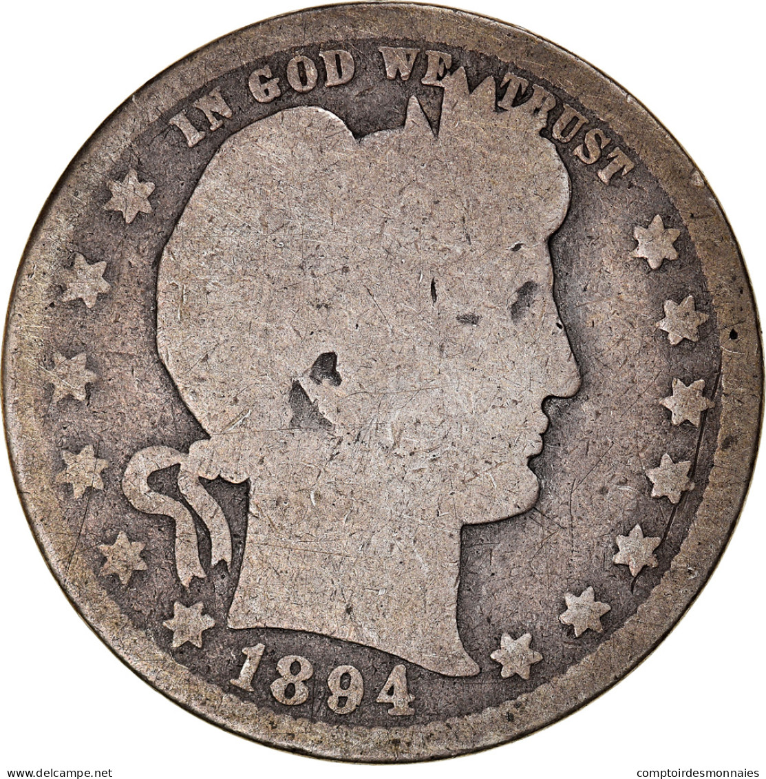 Monnaie, États-Unis, Barber Quarter, Quarter, 1894, U.S. Mint, New Orleans, B+ - 1892-1916: Barber