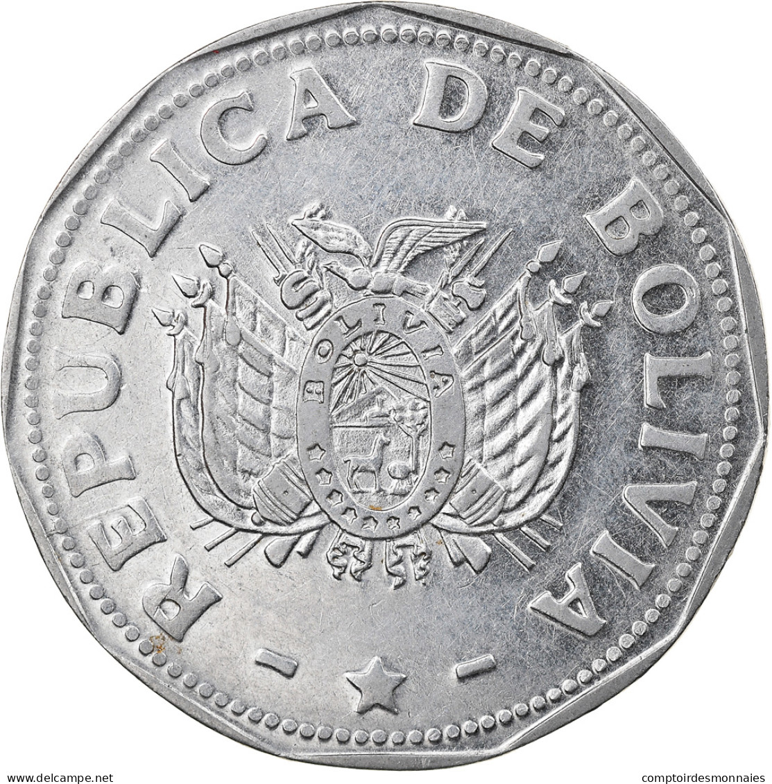 Monnaie, Bolivie, 2 Bolivianos, 1991, TTB, Stainless Steel, KM:206.1 - Bolivia
