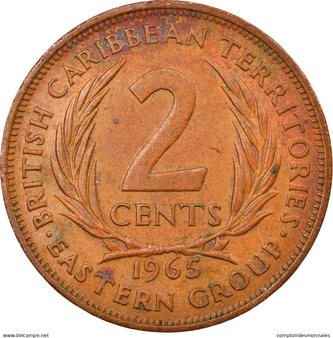 Monnaie, Etats Des Caraibes Orientales, Elizabeth II, 2 Cents, 1965, TTB - Territoires Britanniques Des Caraïbes