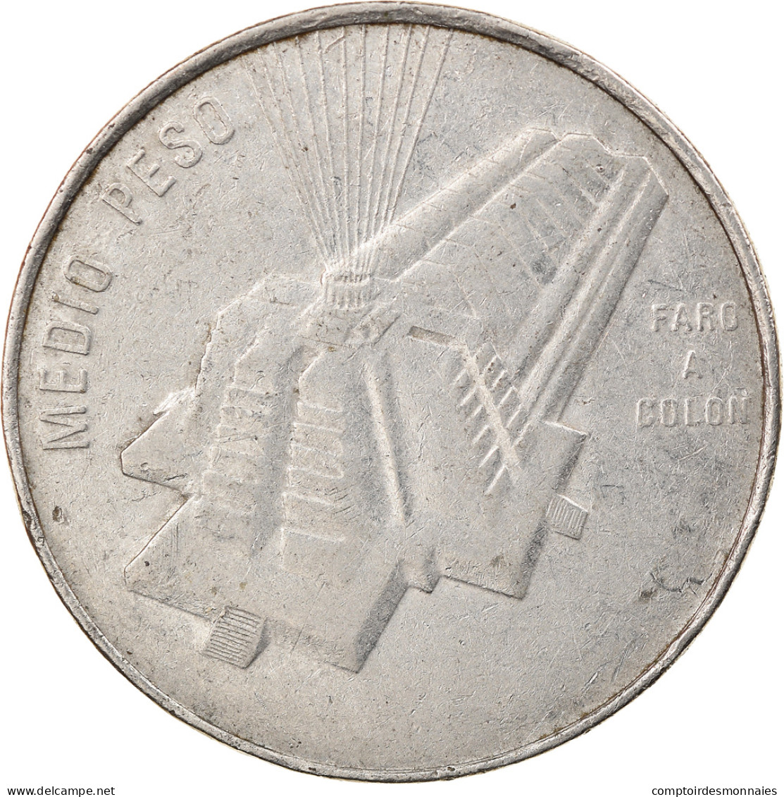 Monnaie, Dominican Republic, 1/2 Peso, 1989, TB+, Nickel Clad Steel, KM:73.1 - Dominikanische Rep.