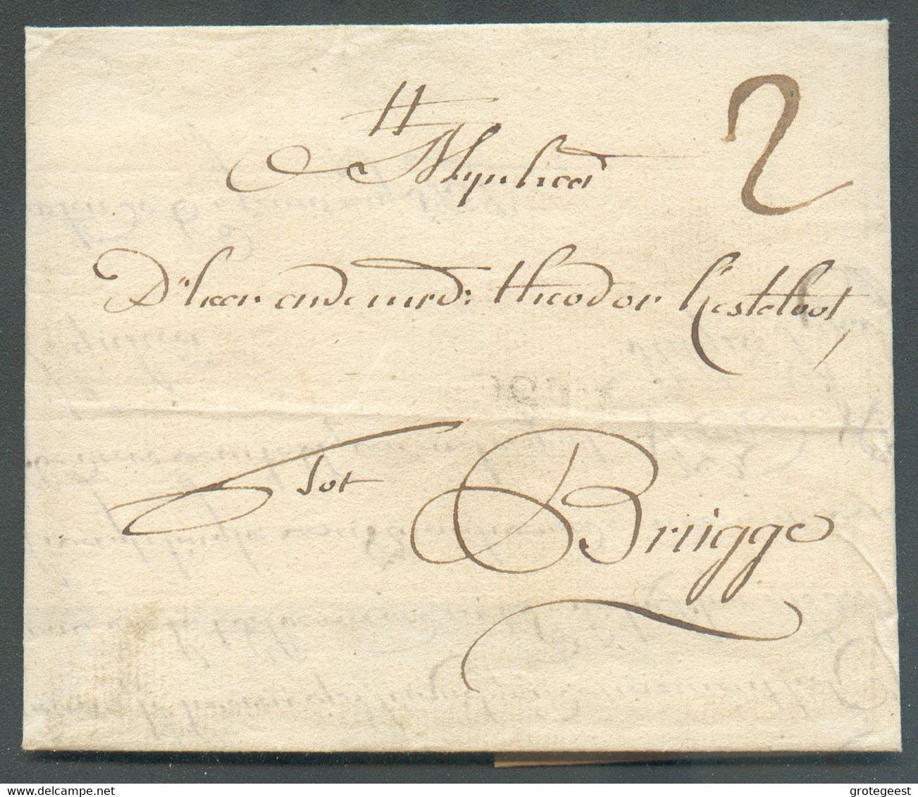 LAC De OSTENDE Le 6 Janvier 1759 Vers Brugge (Bruges); Port '2'  TB - 17453 - 1714-1794 (Oesterreichische Niederlande)