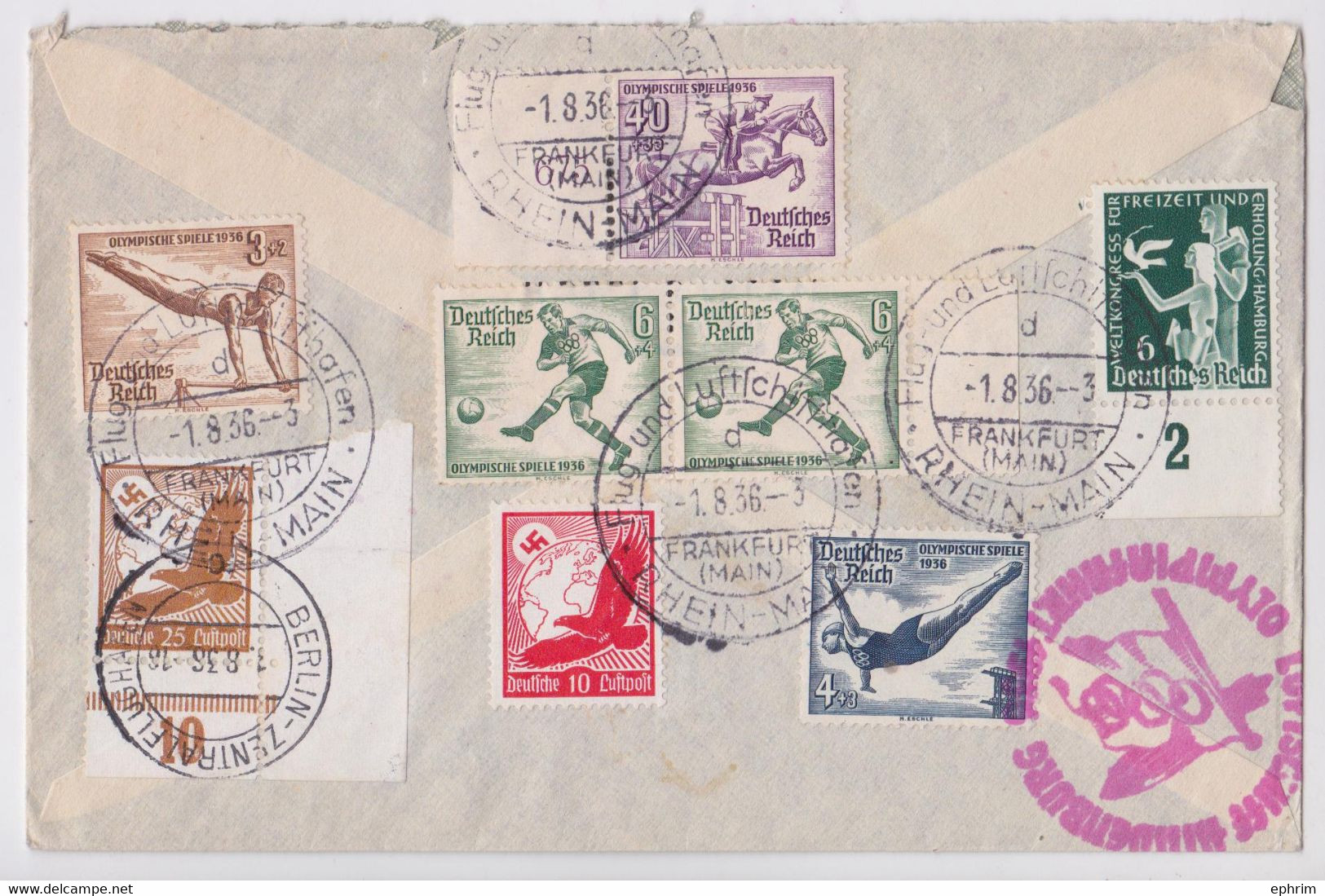 LUFTSCHIFF HINDENBURG OLYMPIAFAHRT 1936 ZEPPELIN BRIEF STEMPEL BRIEFMARKE LETTRE JEUX OLYMPIQUES MÜNICH JO OLYMPIC GAMES - Covers & Documents