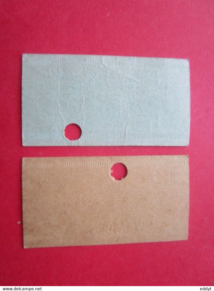 2 TICKETS Métro Autobus RATP - PARIS - 1°/2° Classe  - Série X - 1960/70 - TBE - Monde