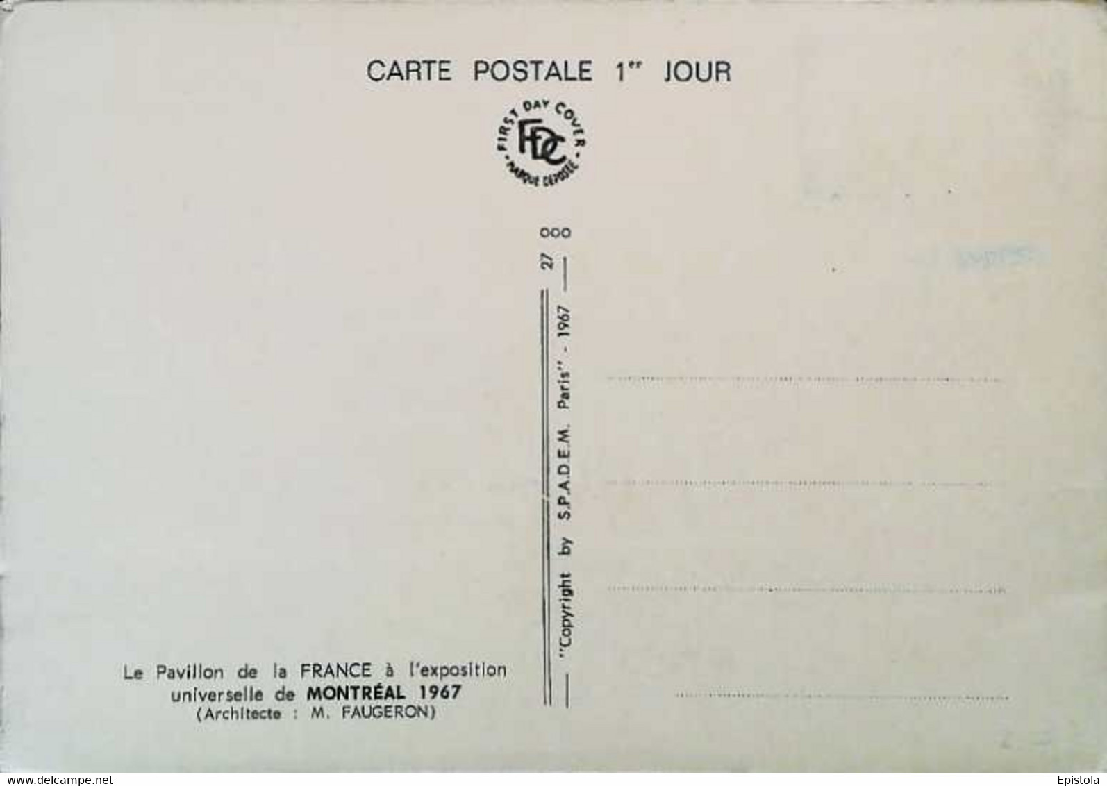 ► Exposition Universelle De Montréal 1967 - Carte Maximum Card ARCHITECTE M Jean Faugeron (Maquette Pavillon De France) - Tarjetas – Máxima