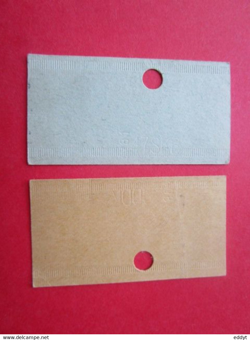 2 TICKETS Métro Autobus RATP - PARIS - 1°/2° Classe  - Série Y - 1960/70 - TBE - Monde