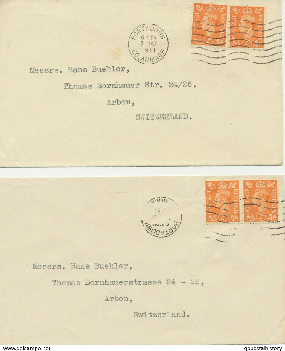 GB „PORTADOWN / CO. ARMAGH“ Machine Pmk –one Normal + One W. INVERTED DATEPART - Nordirland