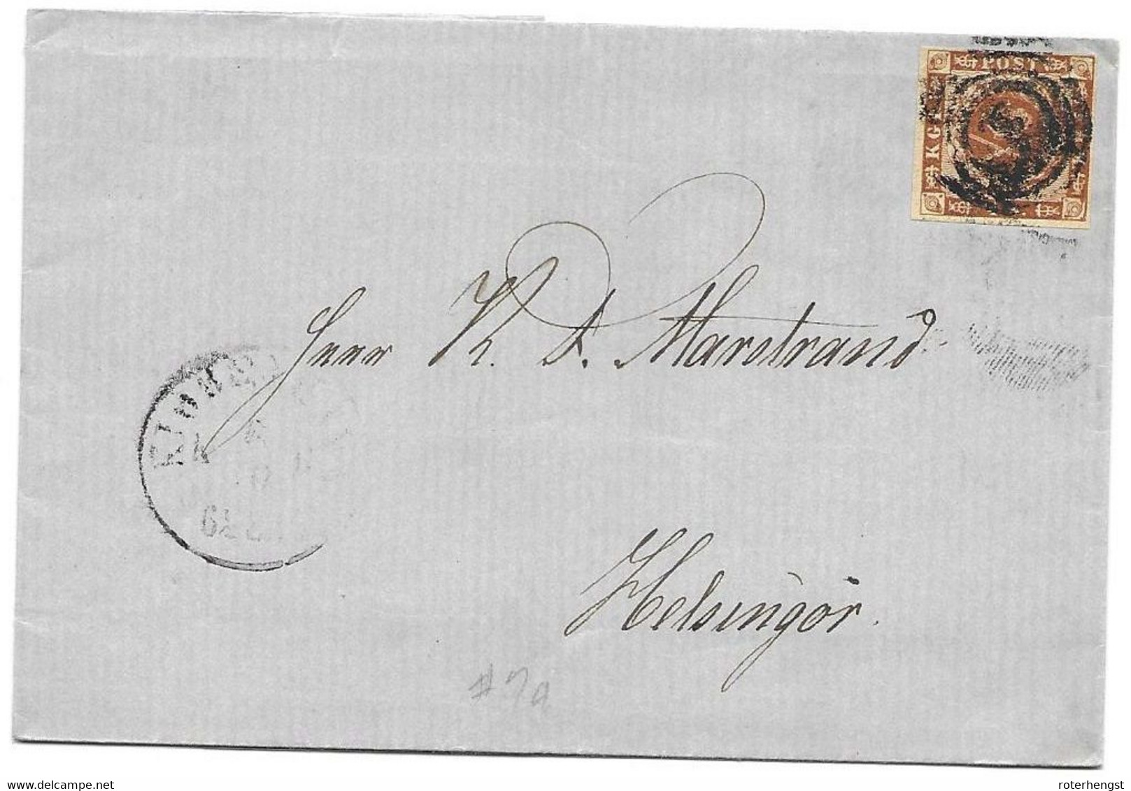 Denmark Letter 1862 Kopenhagen To Helsingor , Arrival Cancel On Back - Storia Postale