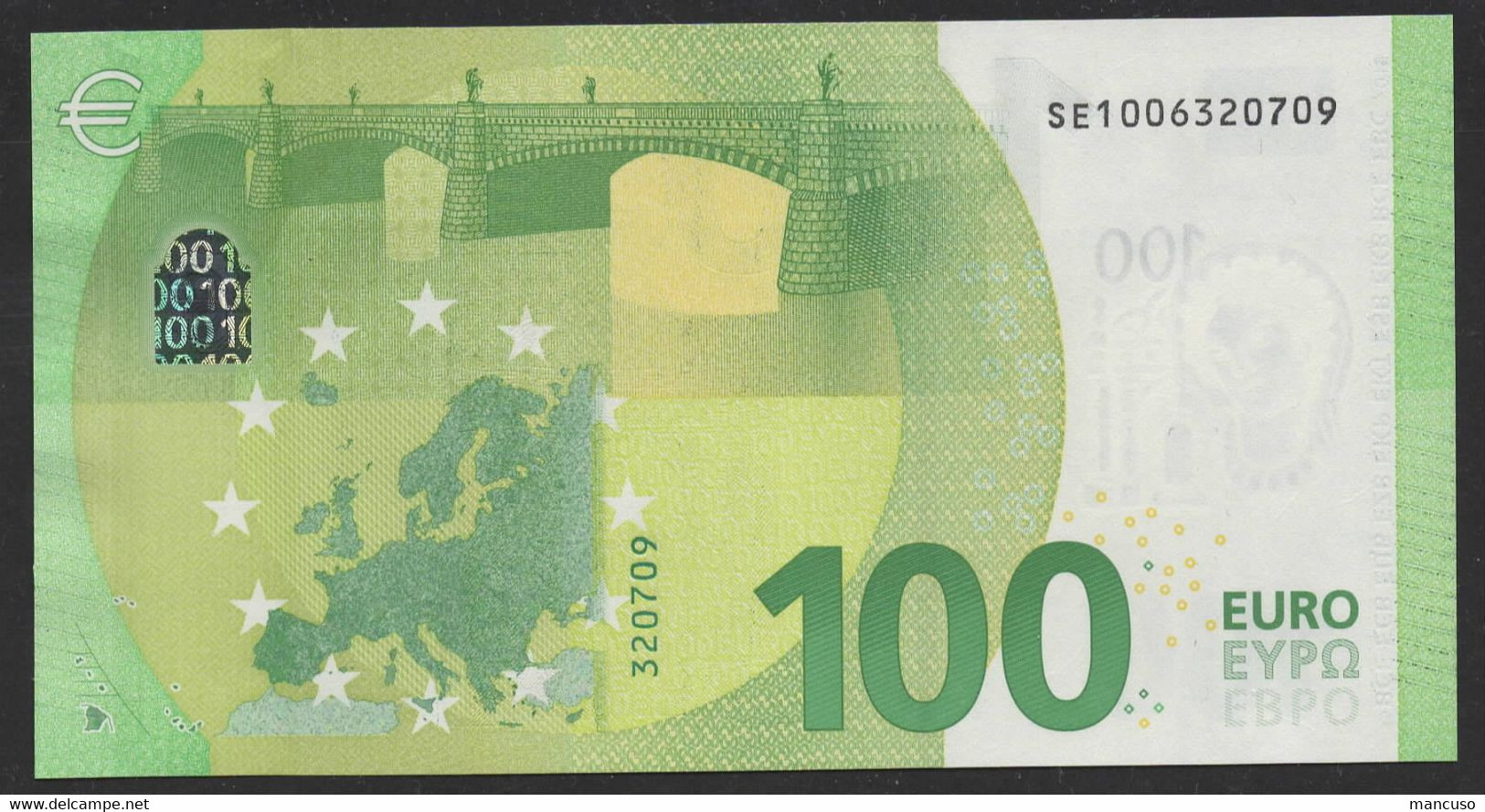 ITALIA 100 EURO SE S002 A1 -  FIRST POSITION - DRAGHI  UNC - 100 Euro