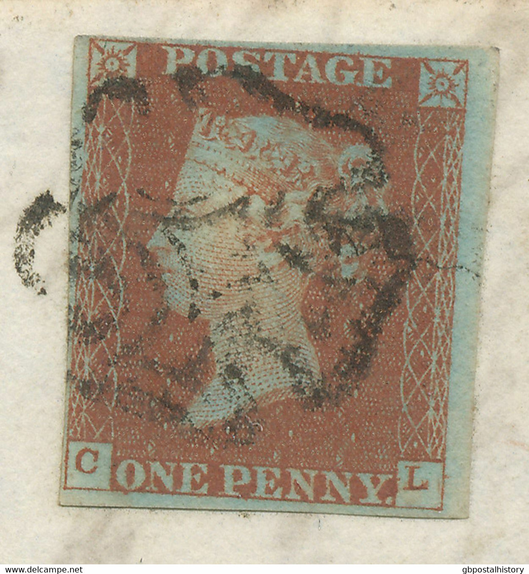 GB 1843 QV 1D Red-brown Bluish Paper (CL), Plate 30 Full Margins To Garelochhead - Lettres & Documents