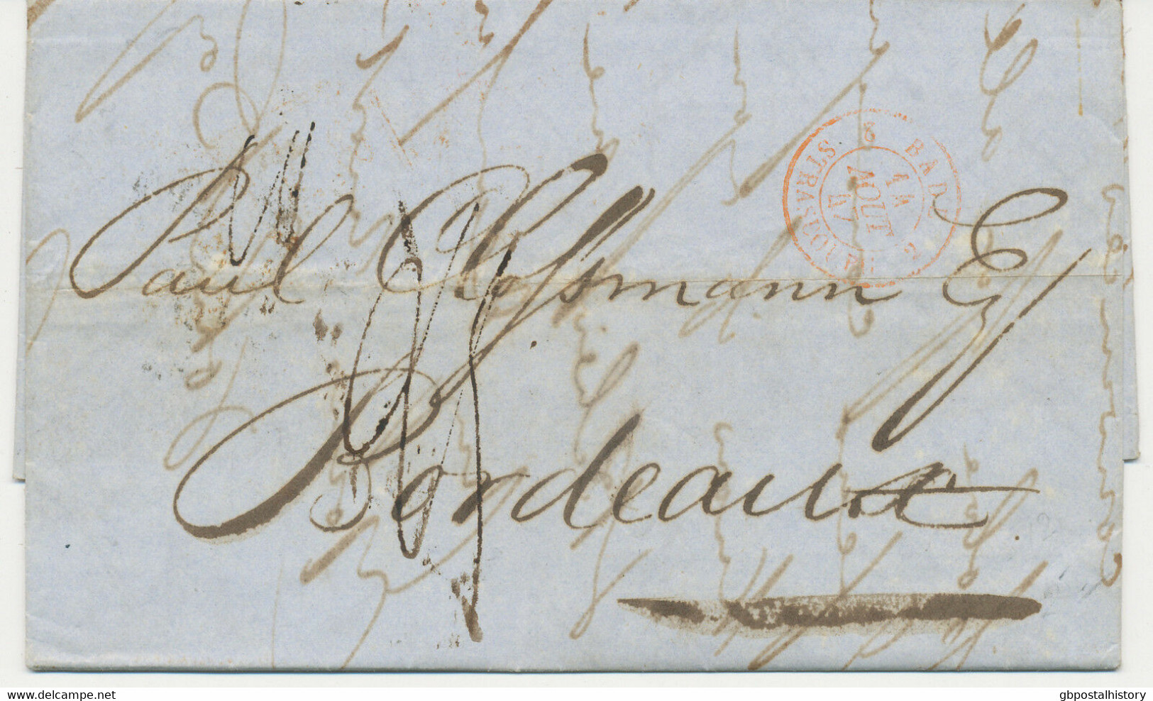 GB 1847 Superb Unpaid Cover LONDON Via OSTENDE And GERMAN STATES To BORDEAUX - Storia Postale